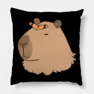 Cute capybara with a butterfly Pillow