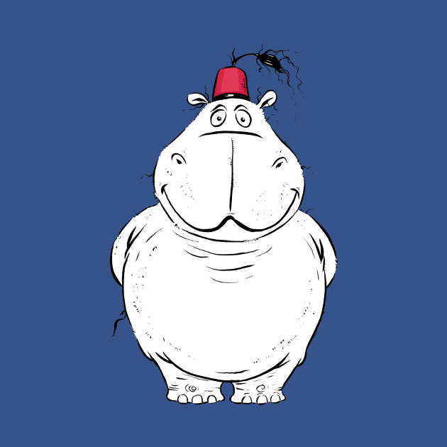 A Big Handsome Hippo with a Cute Little Fez Hat by obillwon