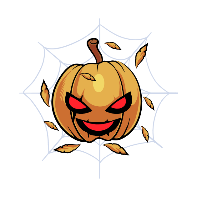 Pumpkin on spider web by DionArts