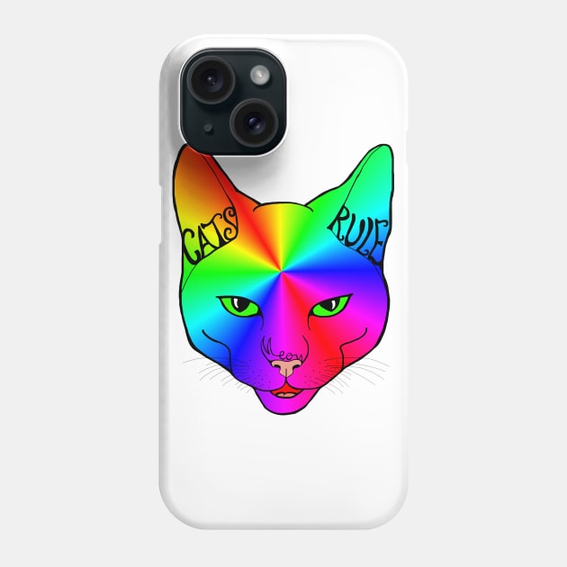 Cats Rule Rainbow Meow Phone Case by Art by Deborah Camp