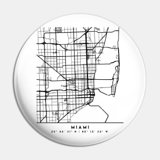 MIAMI FLORIDA BLACK CITY STREET MAP ART Pin