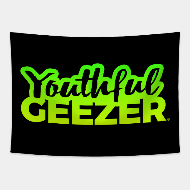 Youthful Geezer Brand Logo Bright Green/Yellow Tapestry by YouthfulGeezer