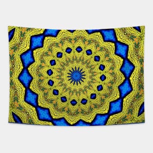 Peacock Feathers Mandala Kaleidoscope Abstract 1 Tapestry