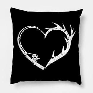 Fishing And Shed Hunter Deer Hunting Mix Heart Pillow