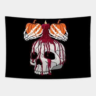 Skull with 2 hands Tapestry