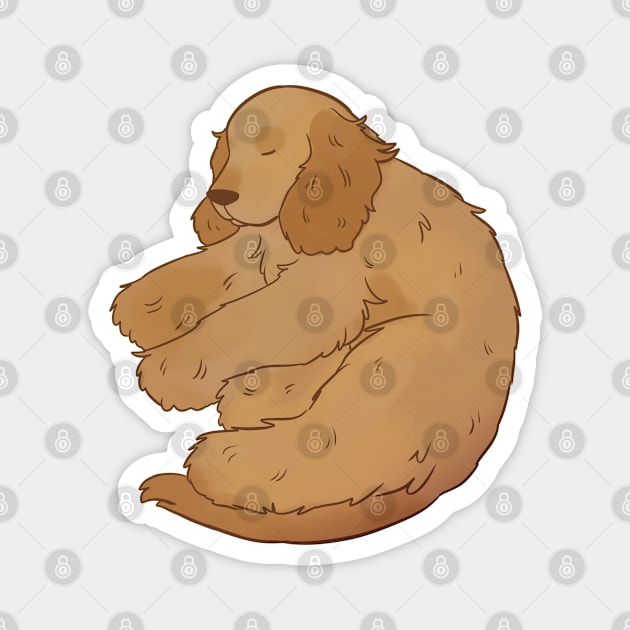 Cute english cocker spaniel sleeping illustration Magnet by Yarafantasyart