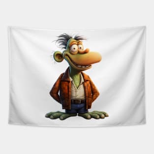 Funny Cartoon Character with big mouth and green skin Tapestry