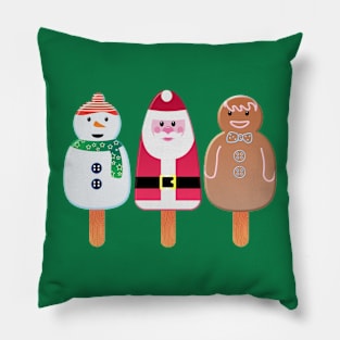 Christmas Snowman, Santa And Gingerbread Man Pillow