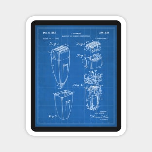 Electric Shaver Patent - Barber Stylist Bathroom Decor Art - Blueprint Magnet