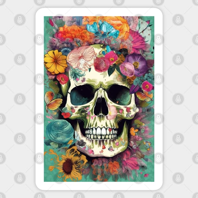 skull and flowers t-shirt design - Buy t-shirt designs