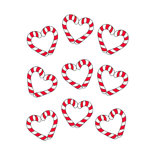 Christmas Candy Cane Hearts Cartoon Pattern, made by EndlessEmporium T-Shirt