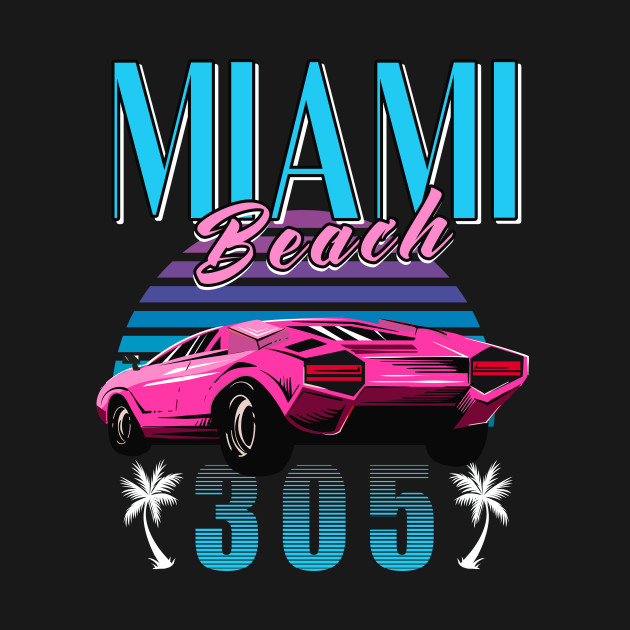 Disover Retro Miami Florida 305 Car - Florida - T-Shirt