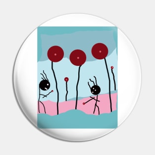 Kids in the Field Stick Figure Pin