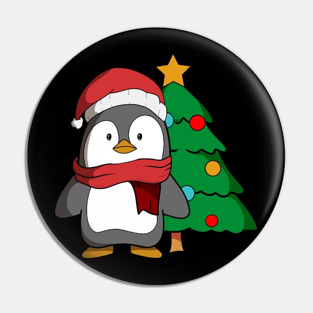 Penguin Santa Hat Christmas Pin by TheBeardComic