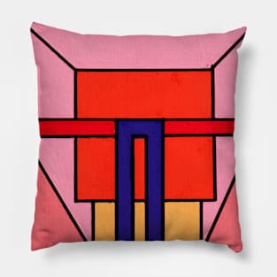 Red Orange Purple Pink Geometric Abstract Acrylic Painting Pillow