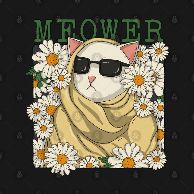 Meower Cool Flower Cat by Japanese Neko