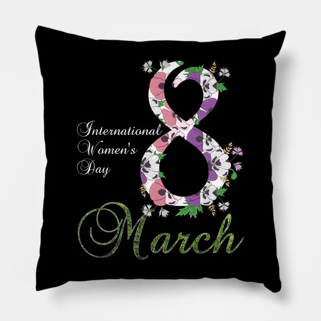 International Women's Day Pansy Flower March 8th 2023 Pillow by Ai Wanderer