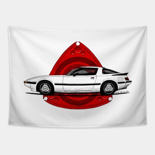 My drawing of the white RX-7 with red rotor Tapestry