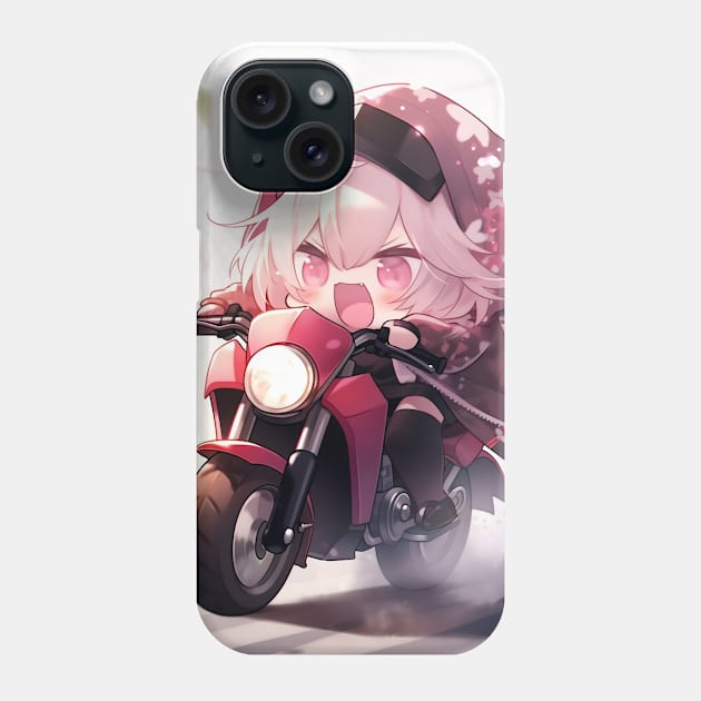 Chibi girl ride motorcycles Phone Case by WabiSabi Wonders