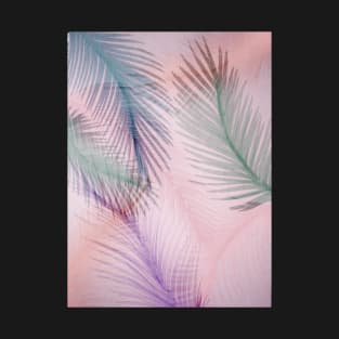 PRETTY PASTEL FEATHER DESIGN TROPICAL PALM ART PRINT T-Shirt