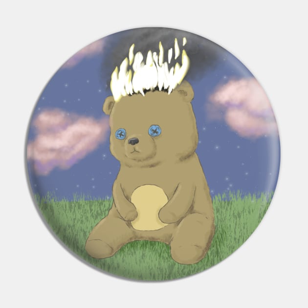 Teddy Bear Immolation Pin by CastleofKittens