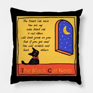 the black cat nero, cat Pillow