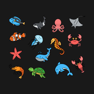 Cute sea creatures in zen mode T-Shirt