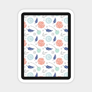 Floral blue pink green Magnet