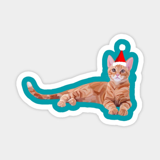 Christmas Orange Ginger Kitten Magnet by Art by Deborah Camp