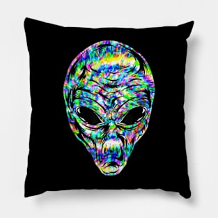 Alien Head Tie Dye Outer Space Aesthetic Retro Pillow