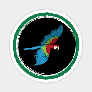 Artwork of Scarlet Macaw Parrot in Flight II Magnet