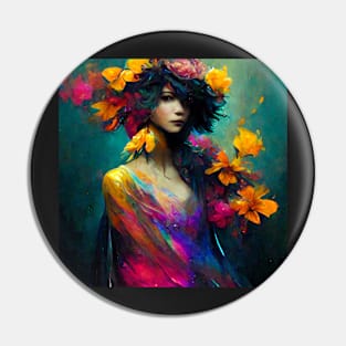 Girl with Colorful Flowers - best selling Pin