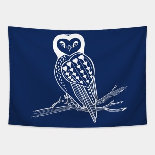 Boho Heart Barn Owl Graphic Tapestry