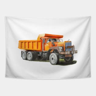 Orange Dump Truck Tapestry