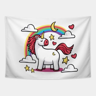 Unicorn and Rainbow Cute Tapestry