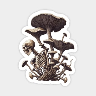 Vintage spooky Botany mushroom skeleton Magnet