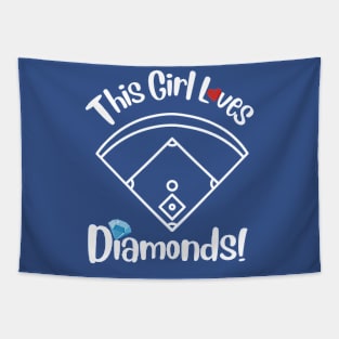 This Girl Loves Diamonds Baseball Tapestry