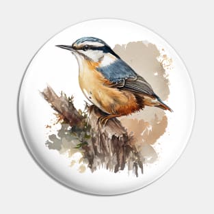 Nuthatch Bird On A Tree Branch 6.0 Pin