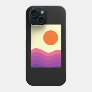 Minimalist Monochramatic Abstract Sunset and Purple Sea Waves Graphic Art Phone Case