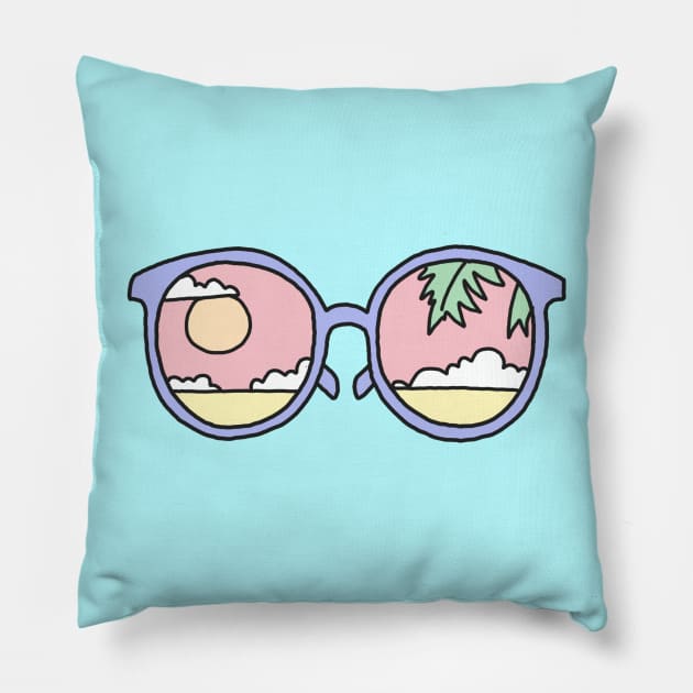 Hipster sunglasses beach surf party summer tumblr pastel girly scene Pillow by bigkidult