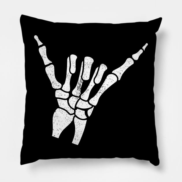 Hang Loose Skeleton Hand Halloween Pillow by victorstore