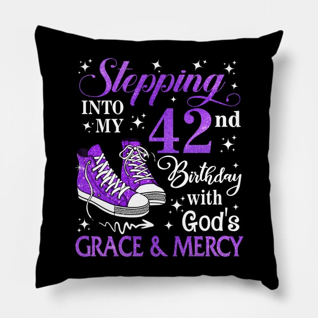 Stepping Into My 42nd Birthday With God's Grace & Mercy Bday Pillow by MaxACarter