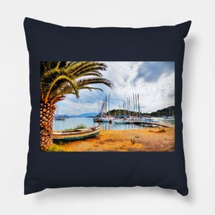 Lefkas Boats And Yachts Harbor Pillow