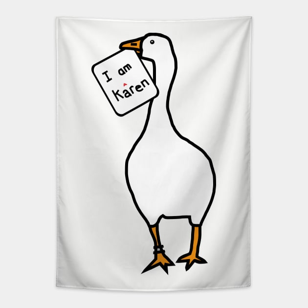 Goose Gamer with Stolen Karen Meme Sign Tapestry by ellenhenryart