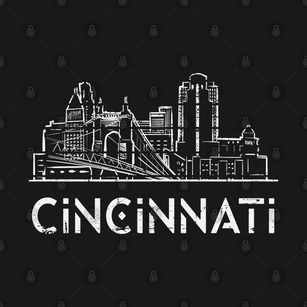 Retro vintage Style Cincinnati Ohio Skyline/ Cincinnati Ohio Skyline vintage by UranusArts