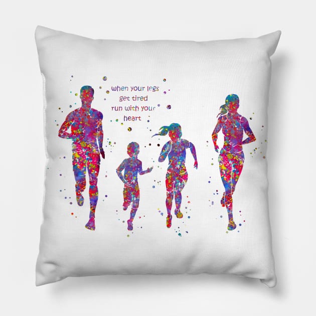 Family Run Pillow by RosaliArt