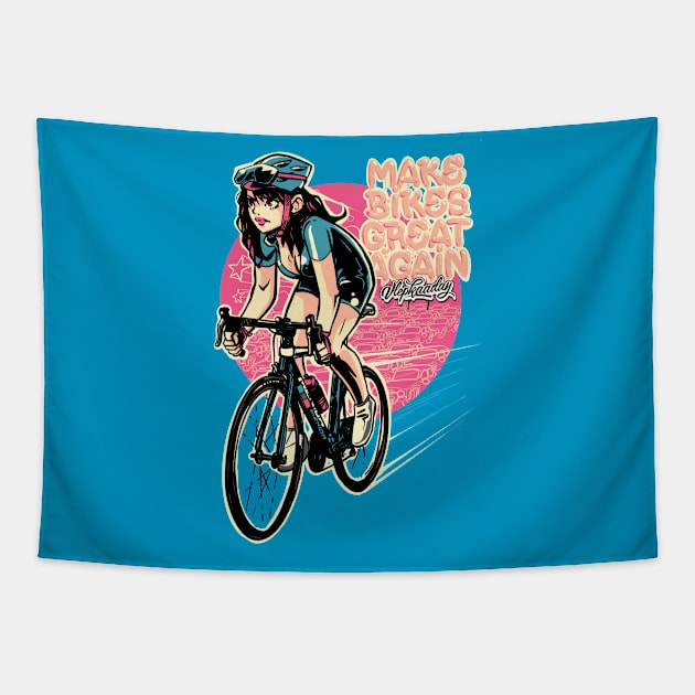 Make Bikes Great Again - Brunette Tapestry by Vlepkaaday