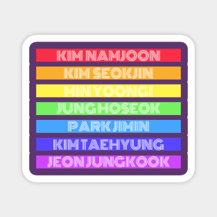 BTS Boys Names - Rainbow Magnet