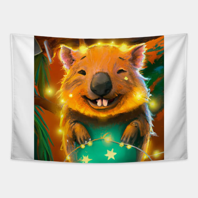 Cute Wombat Drawing Tapestry by Play Zoo