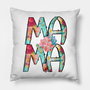 MAMA in Bright Floral Pillow